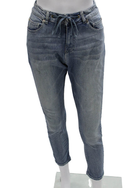 Twinset Women Blue Cotton Tapered Jeans Mid Rise Inseam 26 Size 26