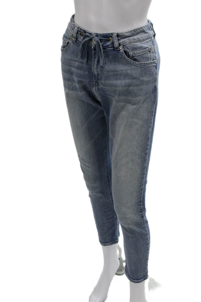 Twinset Women Blue Cotton Tapered Jeans Mid Rise Inseam 26 Size 26