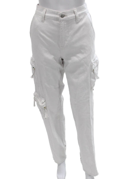 Pistola Womens Cargo Pants White Cotton High Rise Inseam 32 Size 24