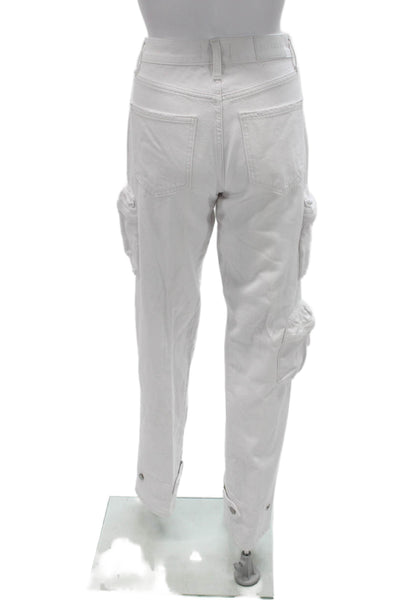 Pistola Womens Cargo Pants White Cotton High Rise Inseam 32 Size 24