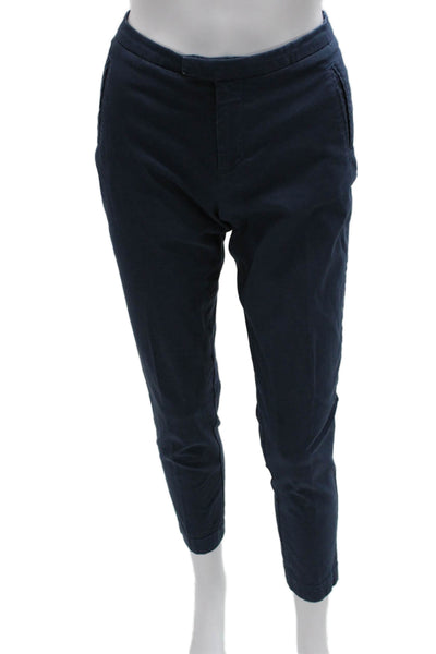 ATM Womens Ankle Pants Blue Cotton Zip Size 4