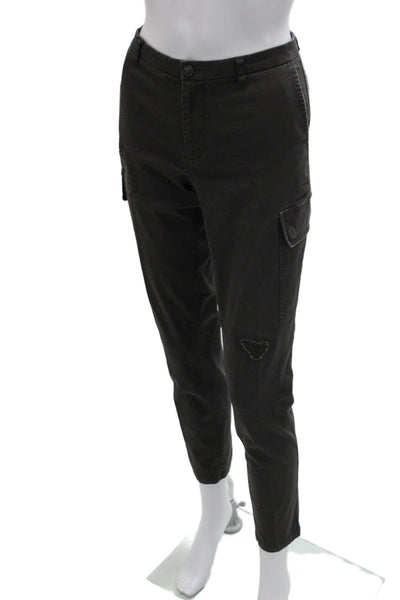 ATM Womens Cargo Pants Gray Cotton Button Inseam 29 Size 4