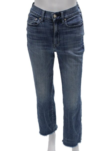 AYR Womens Straight Jeans Blue Mid Rise Button Cotton 28 Inseam Size 26