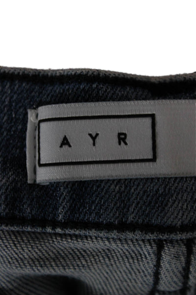 AYR Womens Straight Jeans Blue Mid Rise Button Cotton 28 Inseam Size 26
