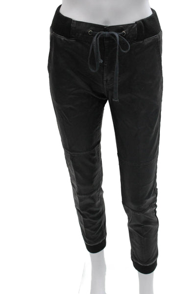 Mother Womens Black Jogger Pants Drawstring Polyurethane Size 25