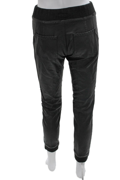 Mother Womens Black Jogger Pants Drawstring Polyurethane Size 25