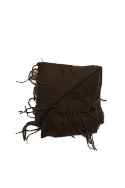 Nancy Heller Womens Cashmere Knit Fringe Trim Scarf Brown 60"x13"
