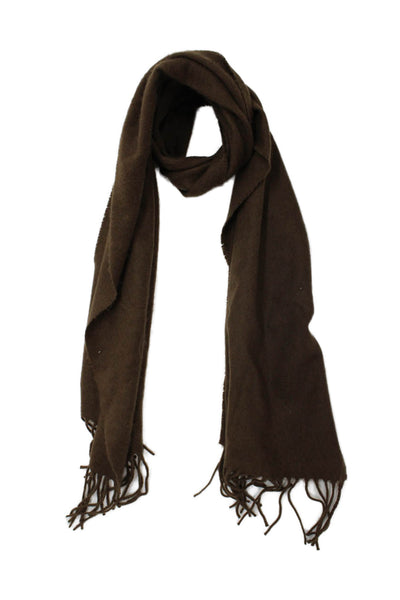 Nancy Heller Womens Cashmere Knit Fringe Trim Scarf Brown 60"x13"