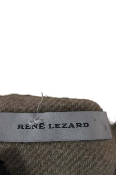 Rene Lezard Womens Cashmere Knit Plaid Fringe Scarf Brown White 66"x12"