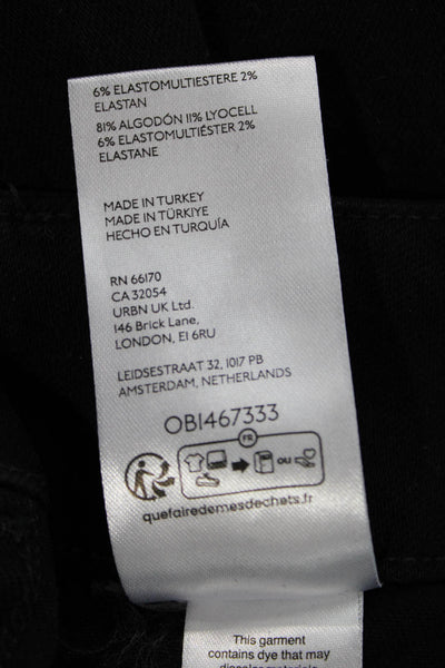 Maeve Anthropologie Women Cropped Pants Black Button Cotton Size 25