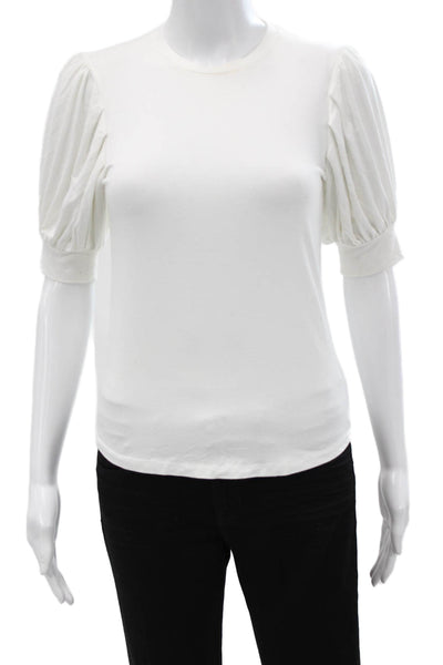Frame Womens Basic T-Shirt White Crew Neck Short Sleeve Size XS