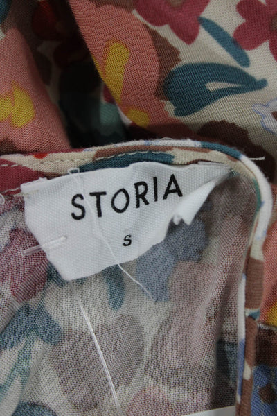 Storia Women Multicolor Mini Dress Round Neck Long Sleeve Button Size S