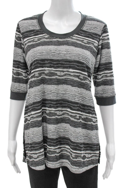 Sympli Women Tunic Multicolor Striped Scoop Neck 3/4 Sleeve Size 4