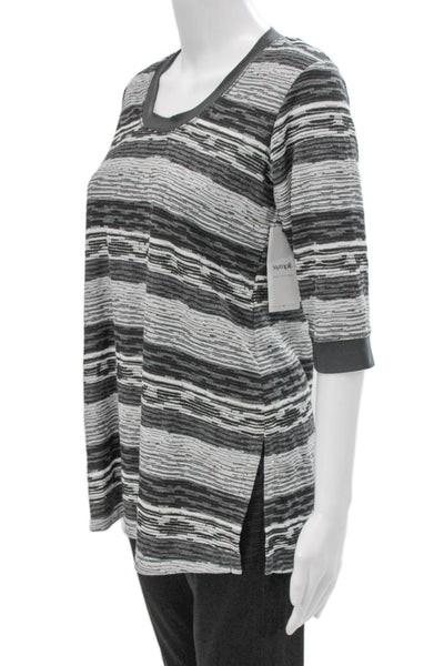 Sympli Women Tunic Multicolor Striped Scoop Neck 3/4 Sleeve Size 4