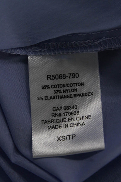 Renuar Women Collared Cotton Long Sleeve Button-Up Blue Size XS
