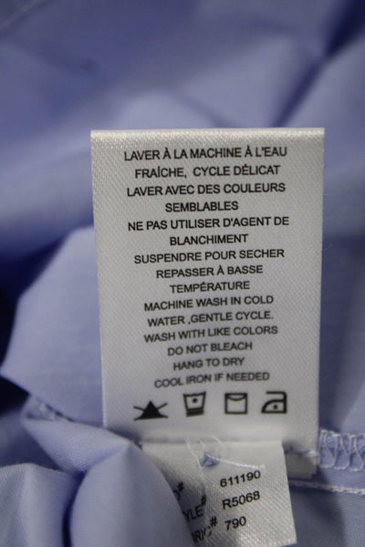Renuar Women Collared Cotton Long Sleeve Button-Up Blue Size XS