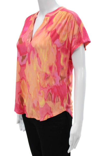 Renuar Women Sleeveless V-Neck Rayon Abstract Blouse Multicolor Size S