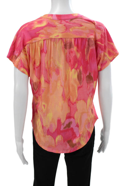 Renuar Women Sleeveless V-Neck Rayon Abstract Blouse Multicolor Size S