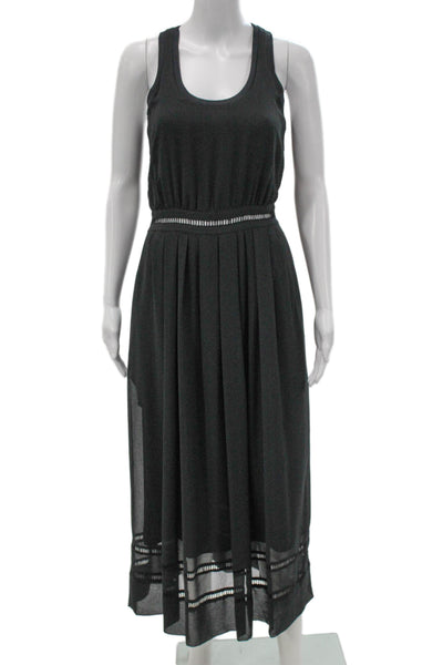 ATM Women Gray Fit & Flare Dress Sleeveless Scoop Neck Zip Long Polyester Size 0