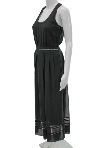 ATM Women Gray Fit & Flare Dress Sleeveless Scoop Neck Zip Long Polyester Size 0