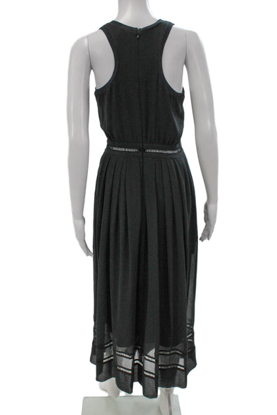 ATM Women Gray Fit & Flare Dress Sleeveless Scoop Neck Zip Long Polyester Size 0