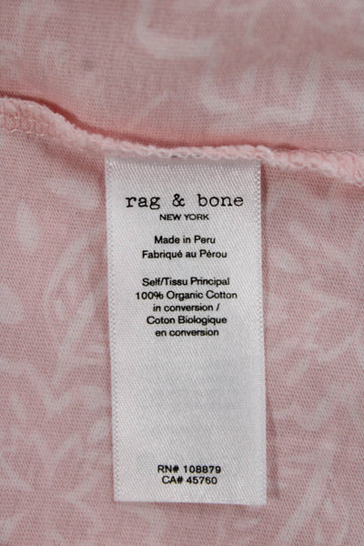 Rag & Bone Women Basic Pink Floral Short Sleeve T-Shirt Cotton Size S