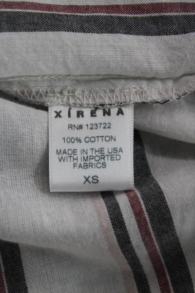 Xirena Womens White Striped Henley Sleeveless Cotton Blouse Size XS