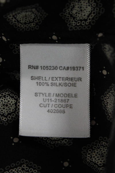 Joie Women Silk Geometric Scoop Neck Sleeveless Tank Gray Size XS
