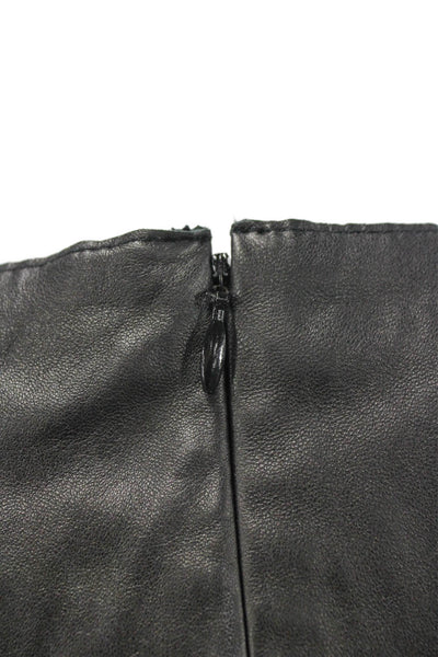 Susana Monaco Womens Sheath Dress Black Leather Sleeveless Zip Short Size 32