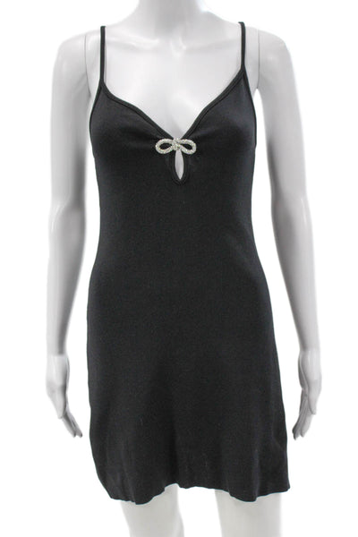 MNG Women Slip Dress Black V-Neck Sleeveless Short Polyamide Size S
