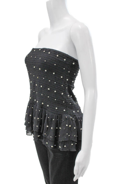 Retrofete Womens Silk Sleeveless Square Neck Blouse Pullover Black Size S