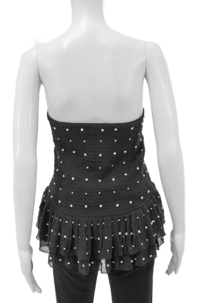 Retrofete Womens Silk Sleeveless Square Neck Blouse Pullover Black Size S