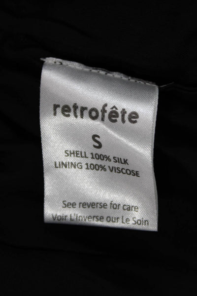 Retrofete Womens Silk Sleeveless Square Neck Blouse Pullover Black Size S