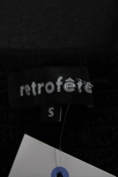 Retrofete Womens Silk Sleeveless Square Neck Blouse Pullover Black Size S
