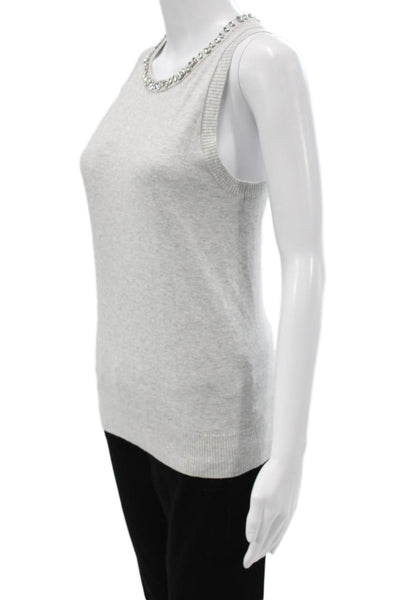 Minnie Rose Women Sleeveless Cotton Vest Gray Round Neck Size S