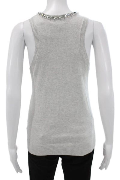 Minnie Rose Women Sleeveless Cotton Vest Gray Round Neck Size S
