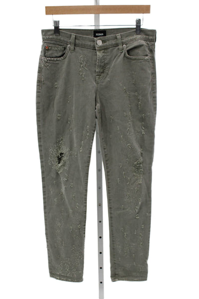 Hudson Women Straight Jeans Gray Low Rise Button Cotton Inseam 27 Size 26