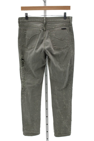 Hudson Women Straight Jeans Gray Low Rise Button Cotton Inseam 27 Size 26