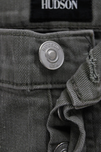 Hudson Women Straight Jeans Gray Low Rise Button Cotton Inseam 27 Size 26