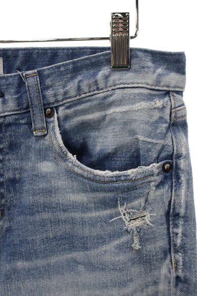 Moussy Womens Tapered Jeans Blue Low Rise Cotton Button Closure Size 28