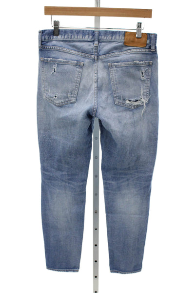 Moussy Womens Tapered Jeans Blue Low Rise Cotton Button Closure Size 28