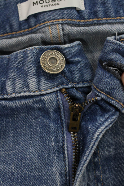 Moussy Womens Tapered Jeans Blue Low Rise Cotton Button Closure Size 28