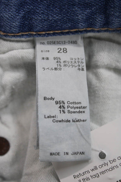 Moussy Womens Tapered Jeans Blue Low Rise Cotton Button Closure Size 28