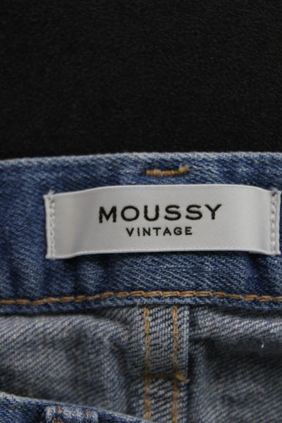 Moussy Womens Tapered Jeans Blue Low Rise Cotton Button Closure Size 28