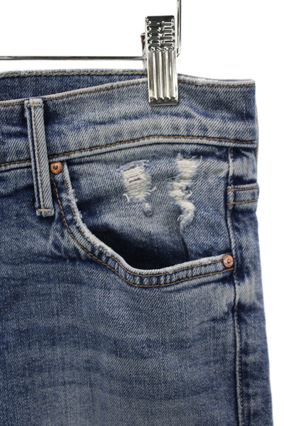 Mother Superior Womens Cropped High Rise Blue Cotton Blend Jeans Size 28