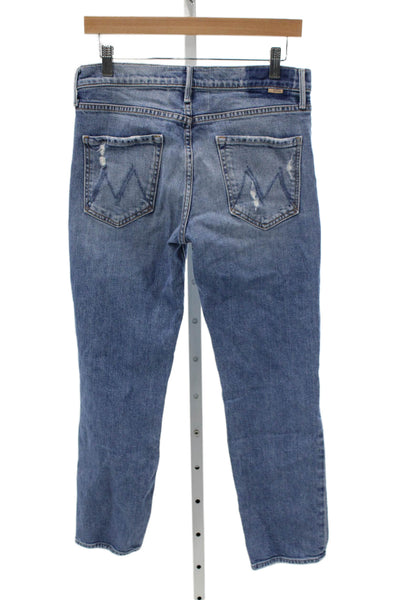 Mother Superior Womens Cropped High Rise Blue Cotton Blend Jeans Size 28