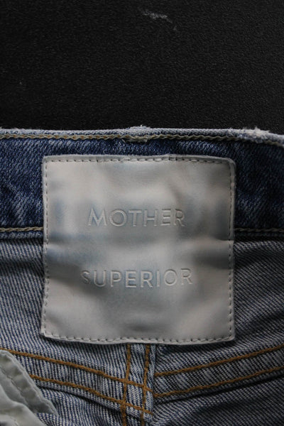 Mother Superior Womens Cropped High Rise Blue Cotton Blend Jeans Size 28