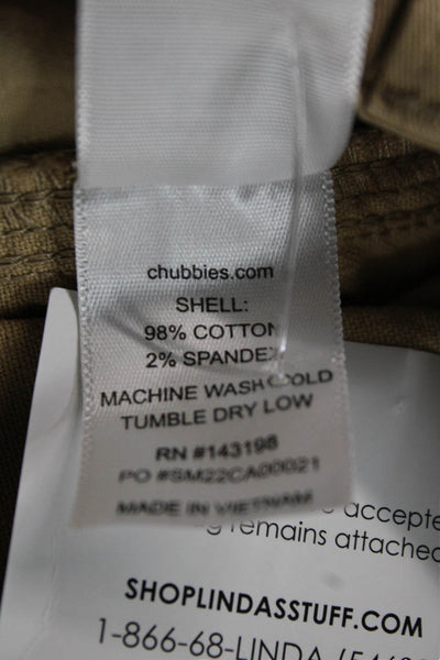Chubbies Mens Beige Chino Shorts 98% Cotton 2% Spandex Size S