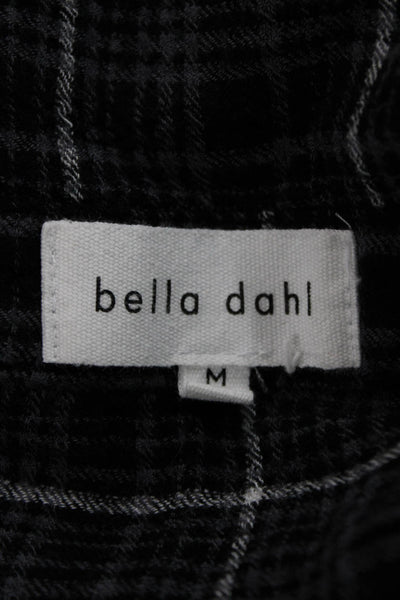 Bella Dahl Women Black Plaid Basic Button-Up Collared Long Sleeve Top Size M