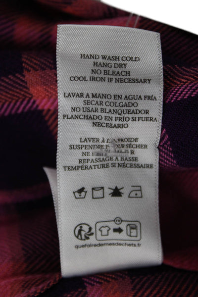 Rails Women Basic Button-Up Pink Plaid Rayon Collared Long Sleeve Fall Size S